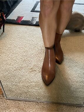 Steve Madden Brown Pointed Leather Ankle Booties